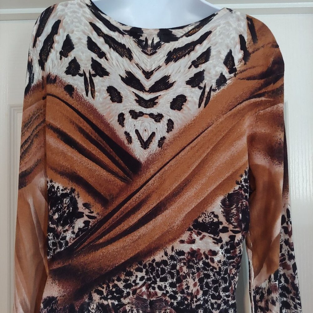 Alberto Makali Blingy Leopard Glam Mob Wife Clubwear Statement Dress M - Picture 12 of 15